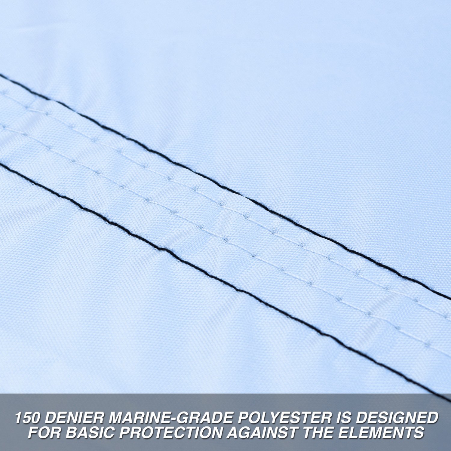 Budge B-150-X3 150 Denier V-Hull Boat Cover Silver 16'-18' Long (Beam Width Up to 90") Lightweight, UV Resistant, Gray - Image 3