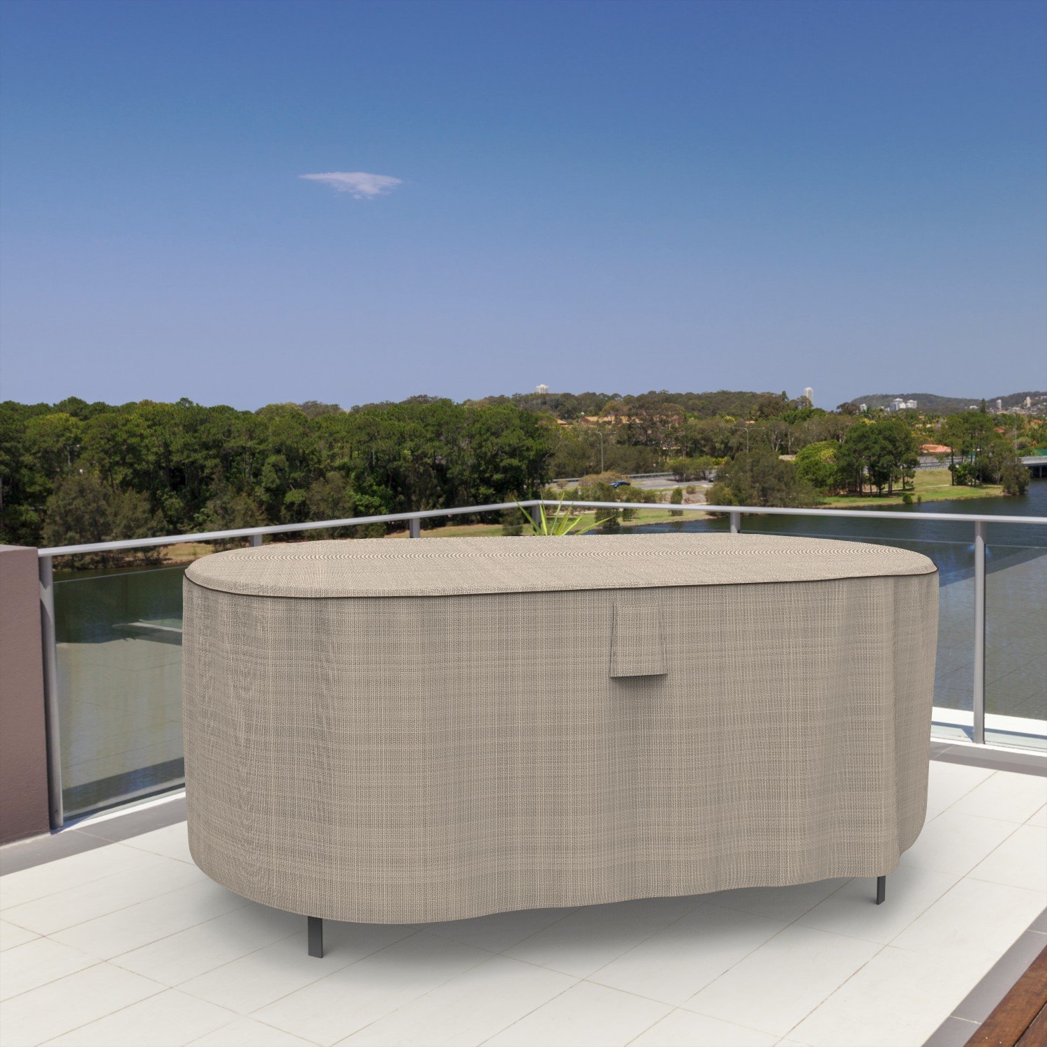 Budge English Garden Oval Patio Table Cover, Waterproof & UV-Resistant Outdoor Furniture Cover, Fits Medium Tables up to 28" H x 72" L x 42" W, Tan Tweed - Image 7