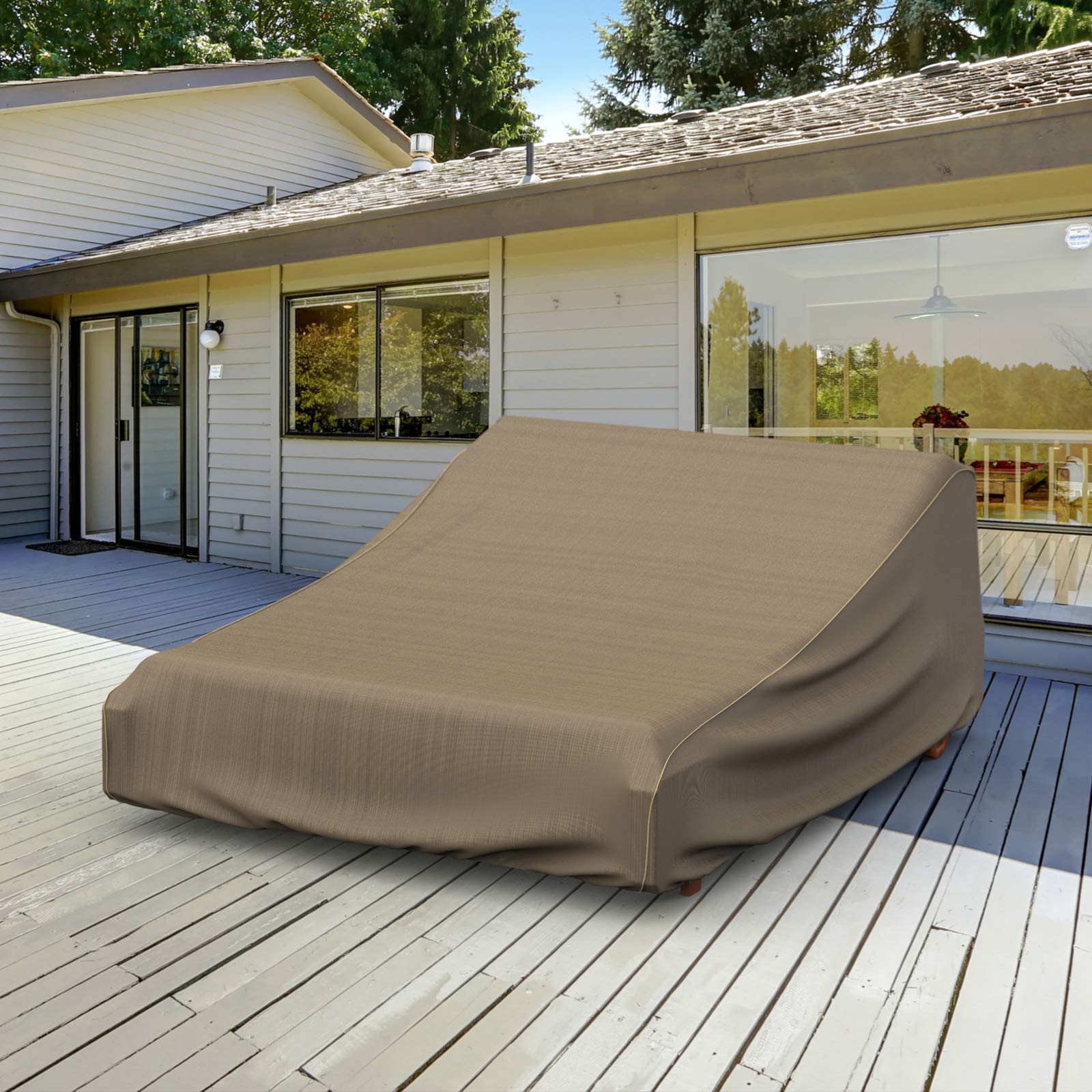 Budge P2A01BTNW3 StormBlock Hillside Double Patio Chaise Lounge Cover Premium, Outdoor, Waterproof, Black and Tan Weave - Image 10