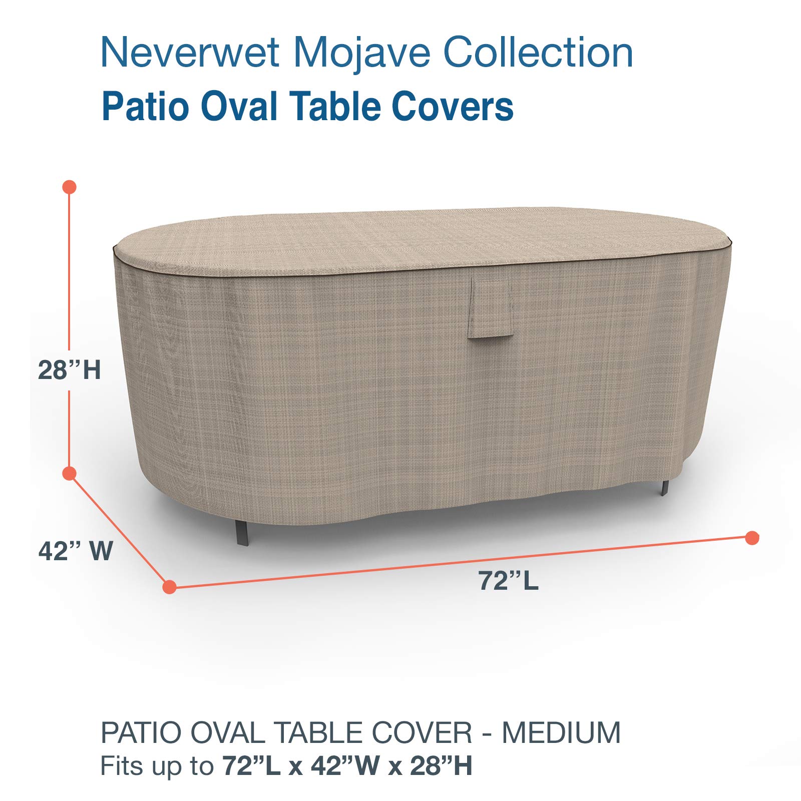 Budge P5A20PMNW2 StormBlock Mojave Oval Patio Table Cover Waterproof, UV-Resistant, Durable, Medium, Black Ivory - Image 3