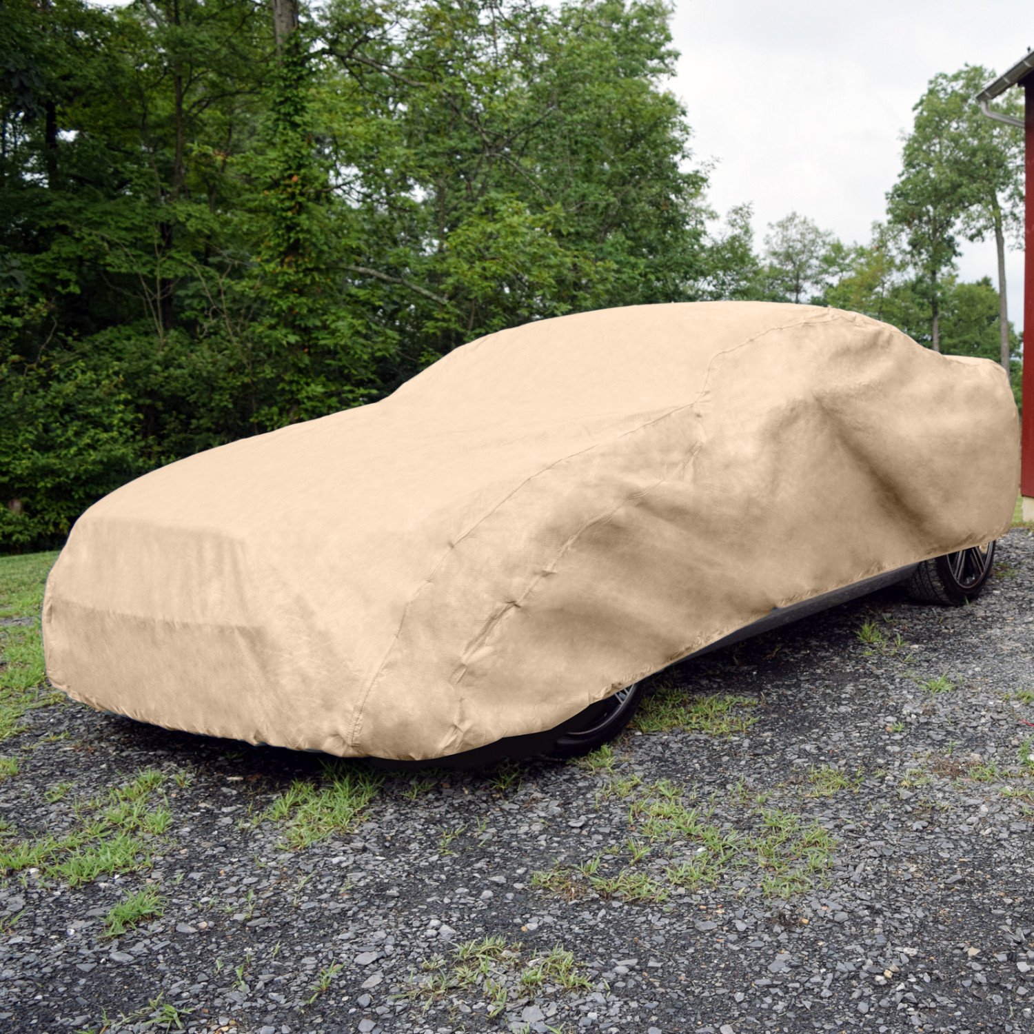 Budge Rain Barrier Cover Fits Sedans up to 22' Long | Waterproof | Breathable, Tan, 264" L x 70" W x 53" H (RSD-5) - Image 7