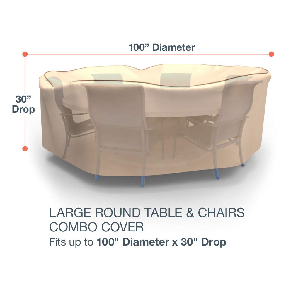 Budge Sedona Round Patio Table & Chairs Combo Cover, Tan, Large - Image 3