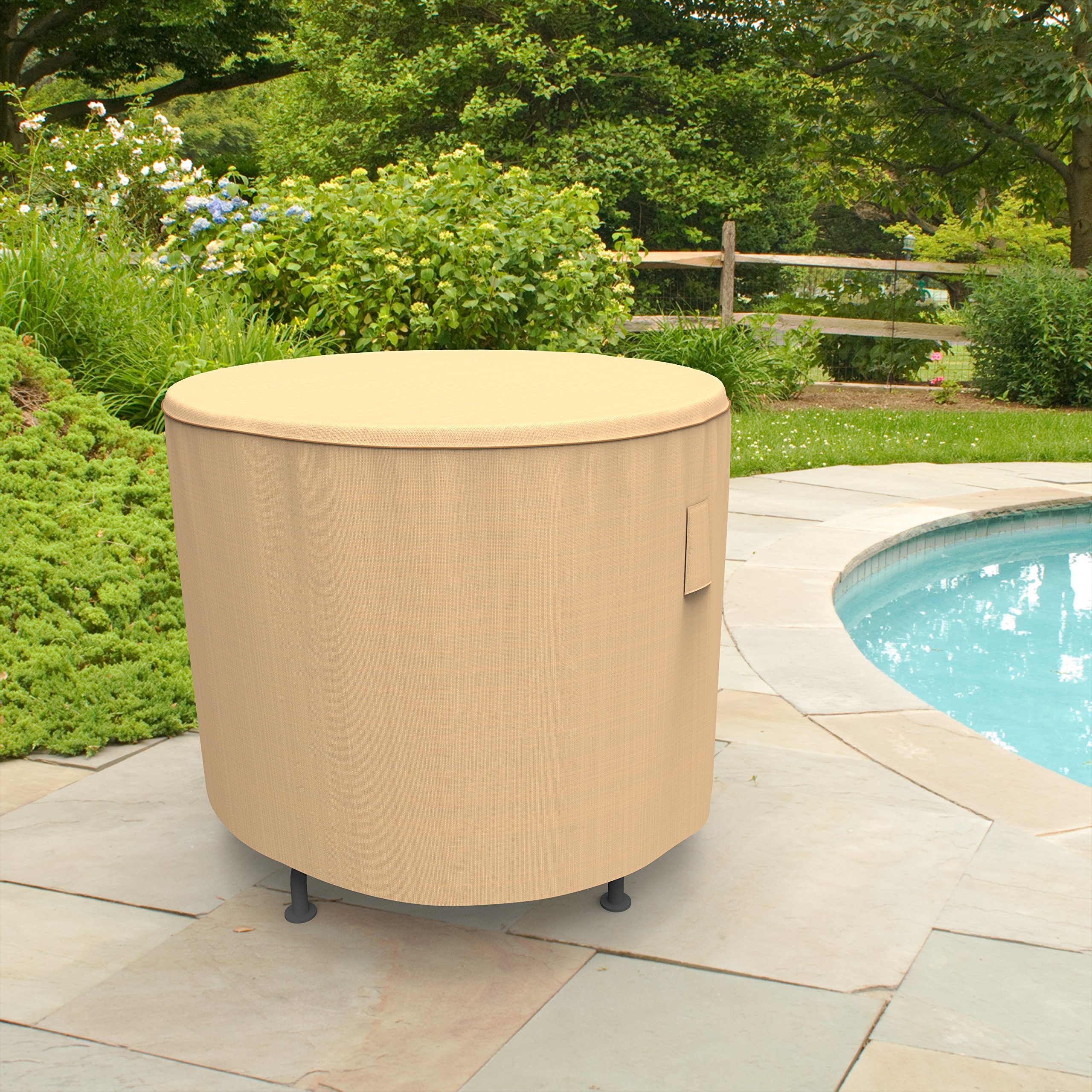 Budge Sedona Round Patio Table Cover, Tan, Small - Image 3
