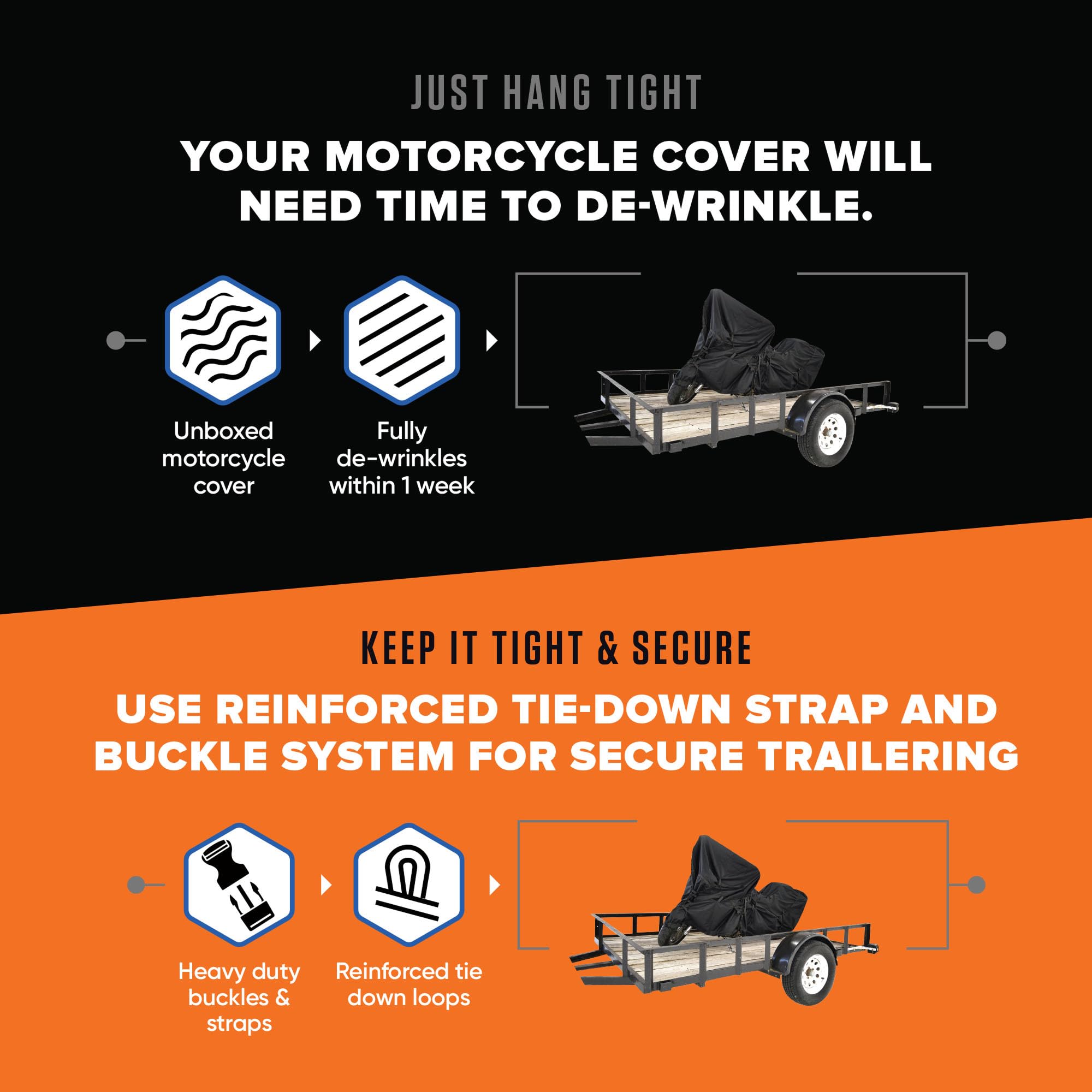 Budge Sportsman Motorcycle Cover, Heavy-Duty 600D Waterproof & Trailerable Protection, Fits Motorcycles up to 96 Inches, Black, Large - Image 5