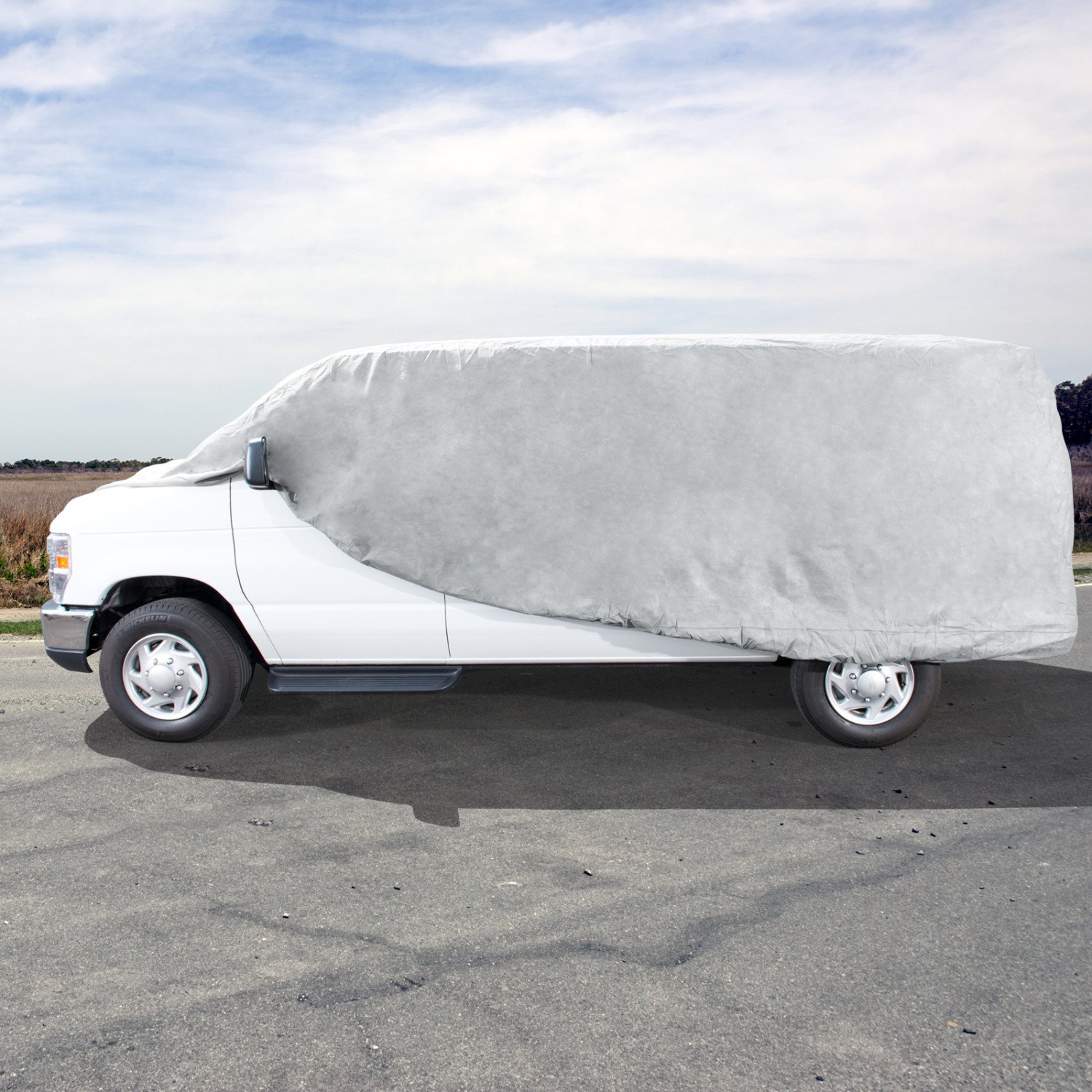 Budge VRB-3 Rain Barrier Van Cover, Outdoor, Waterproof, Breathable, Van Cover fits Vans up to 228” L x 72" W x 72" H, Gray, Size V3: Fits up to 19' - Image 7